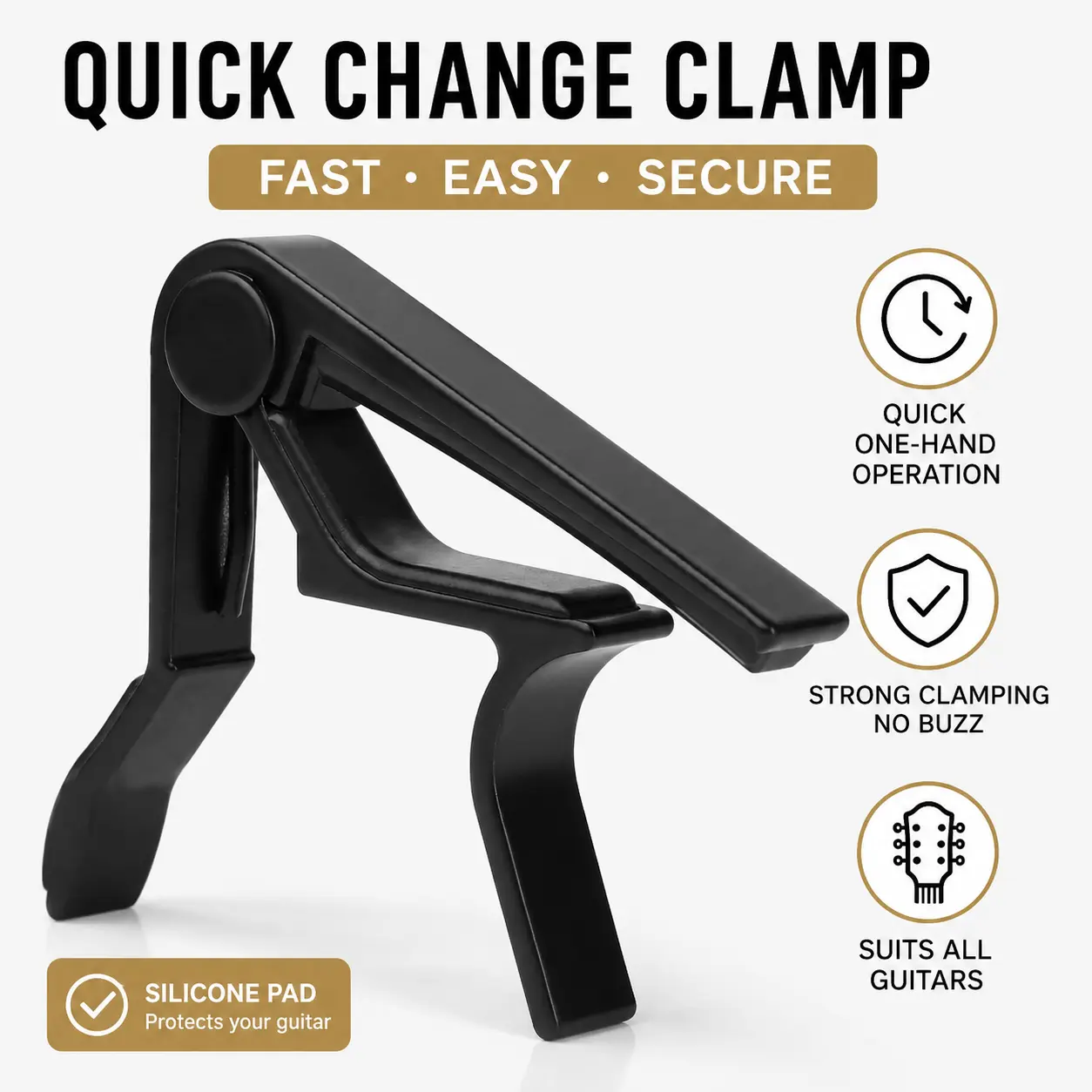 Compact Lightweight 41g Aluminium Alloy Guitar & Bass Capo - No Battery Needed, Strong Clamping Force, Stable Tuning, Quick Key Changes, Reduced Retuning Needs, Tuner-Friendly Protection for 6-String Acoustic/Electric Guitars, Banjo, Mandolin, Ukulele, Gu