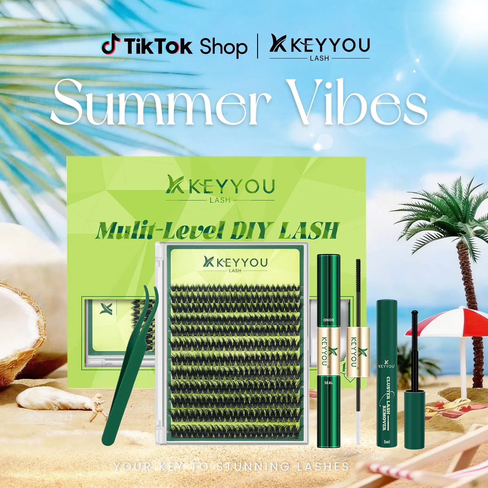 KEYYOU Puffsilk Flora DIY Lash Extension  Eyeliner Lash V3D Volume Fluffy Waterproof Long- Lasting Soft Cluster Lashes  144PCS D Curl 8-18MIX Cosmetic  3D spider lash upgrade2.0