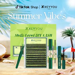 KEYYOU Puffsilk Flora DIY Lash Extension  Eyeliner Lash V3D Volume Fluffy Waterproof Long- Lasting Soft Cluster Lashes  144PCS D Curl 8-18MIX Cosmetic  3D spider lash upgrade2.0