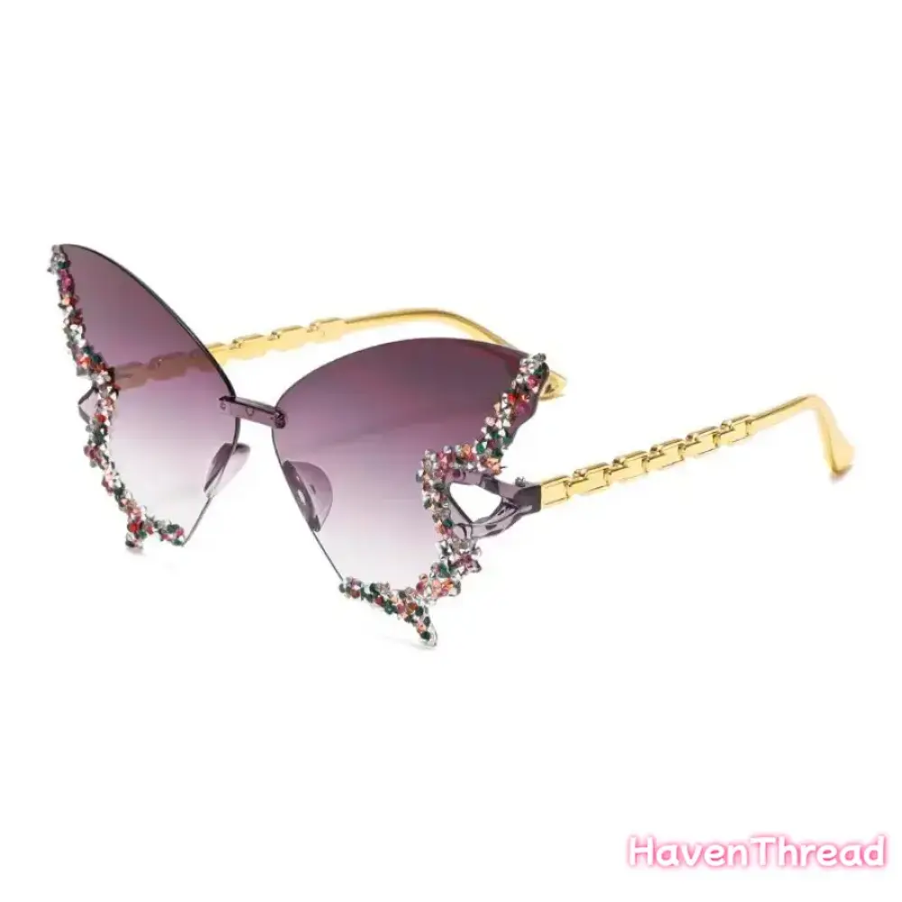 HavenThread 2026 New Fashionable Unisex Sunglasses, Stylish Diamond-Embellished Rectangular Frames, Polarized Gradient PC Lenses, Ideal for Party, Christmas Gifting (Sports Eyewear Accessory)