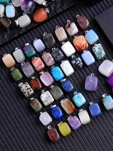 12 Pcs Natural Gemstone Irregular Shape Charms, Multicolor Unique Design, Polished for DIY Necklace & Bracelet Making, Unisex Holiday Gift, Exquisite Trendy Pendant