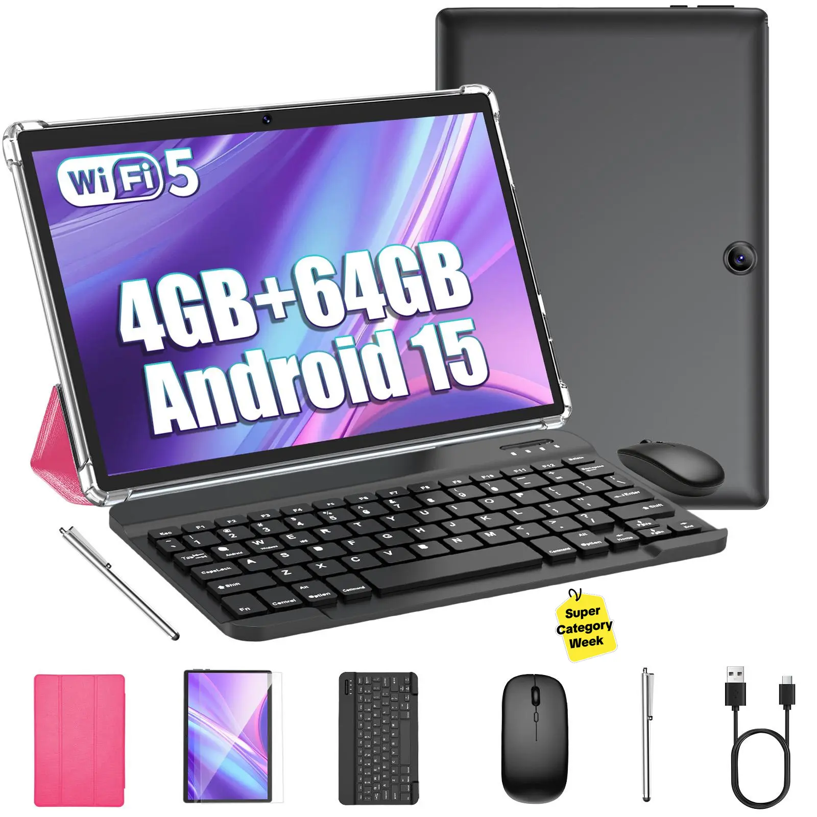 [TikTokShopBackToSchool] 2026 10.1 Inch Android 15, Wireless Set with Keyboard, Mouse, Stylus, Case, 5G WiFi, Bluetooth, Portable for Travel, Light Office & Daily Use  new tablet