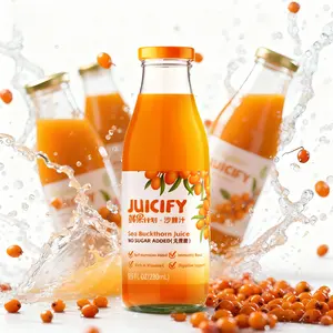 Juicify Sea Buckthorn Original Pulp Juice 6 Bottles 9.5 FL OZ 280mL Cold-Pressed from Fresh Fruits No Sugar Added Antioxidant Rich