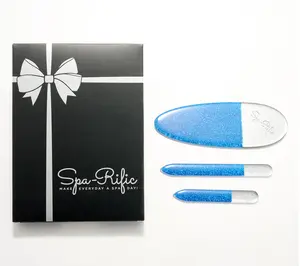 Spa-Rific Laser-Etched Hardened Glass 3-pc Shimmer Manicure Pedicure Nail Set