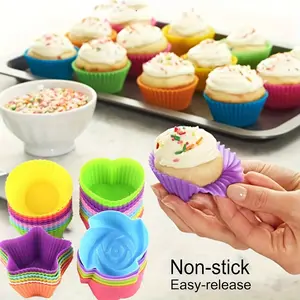 24PCS Muffin Cake Cupcake Liners Set Non-Stick Easy Clean Versatile Baking Cups for Pastry,  Cake Making Durable Flexible and Space Saving Molds