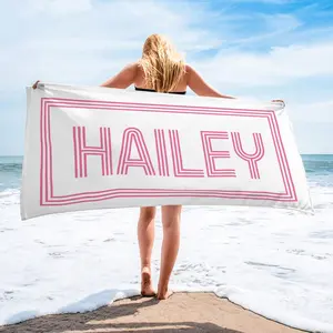 Custom Beach Towels, Personalized Beach Towels, Monogrammed Towel, Bridesmaid Towel, Girls Trip 2026, kids pool towel, retro name towel v1