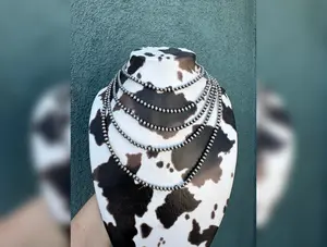 3mm Sterling Silver Navajo Pearl Style Beaded Necklace w/ 2 inch extender