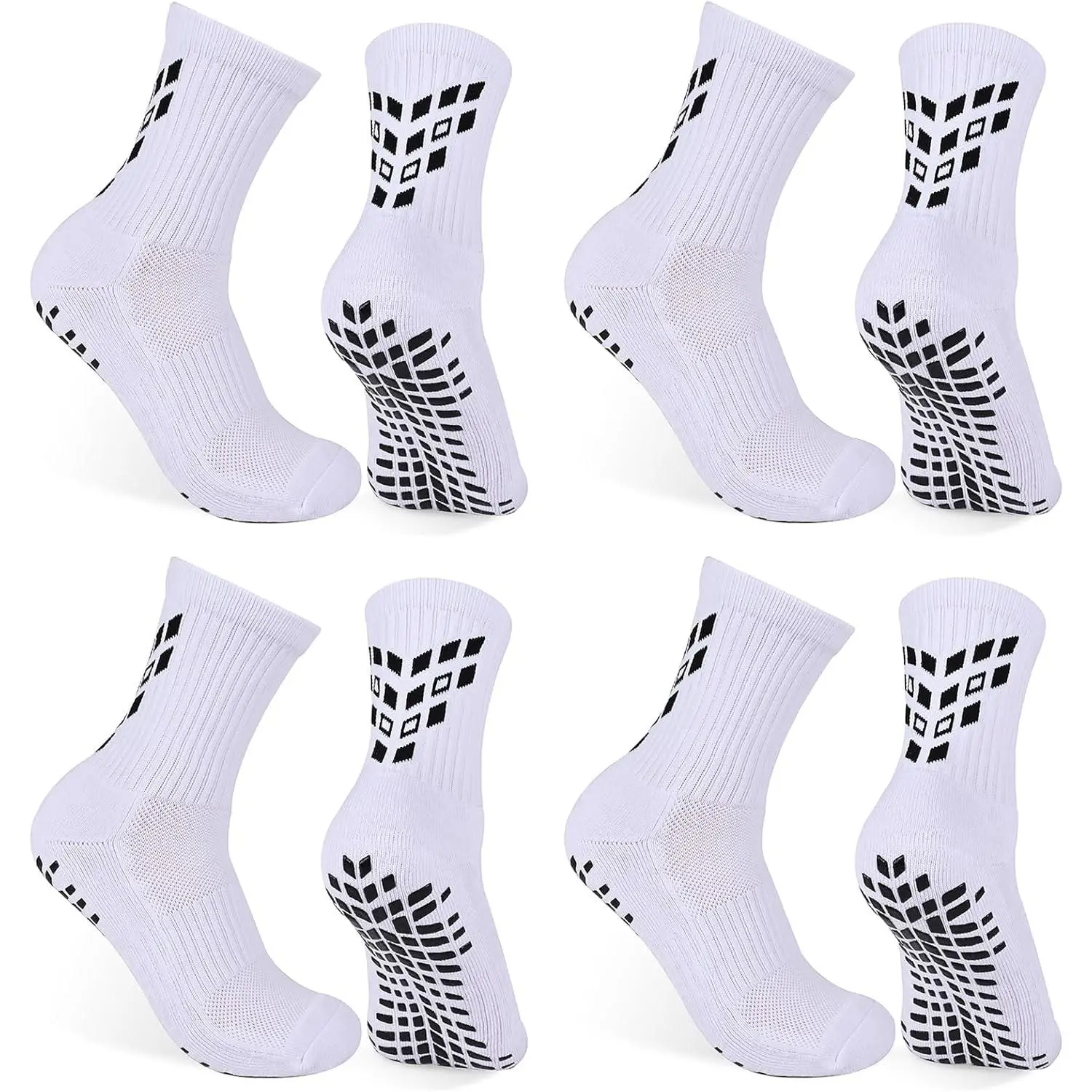 4-Pairs Grip Soccer Socks Men Women Non-slip Sports Socks Cushioned Football Yoga Pilates Basketball Rugby Hiking