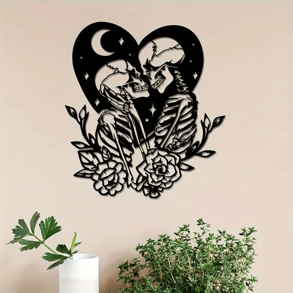 Skull Couple Pattern Wall Art, Metal Wall Decor, Wall Art Decor for Home Living Room Bedroom, Home Decor, Room Decor, Bedroom Accessories, Ornaments