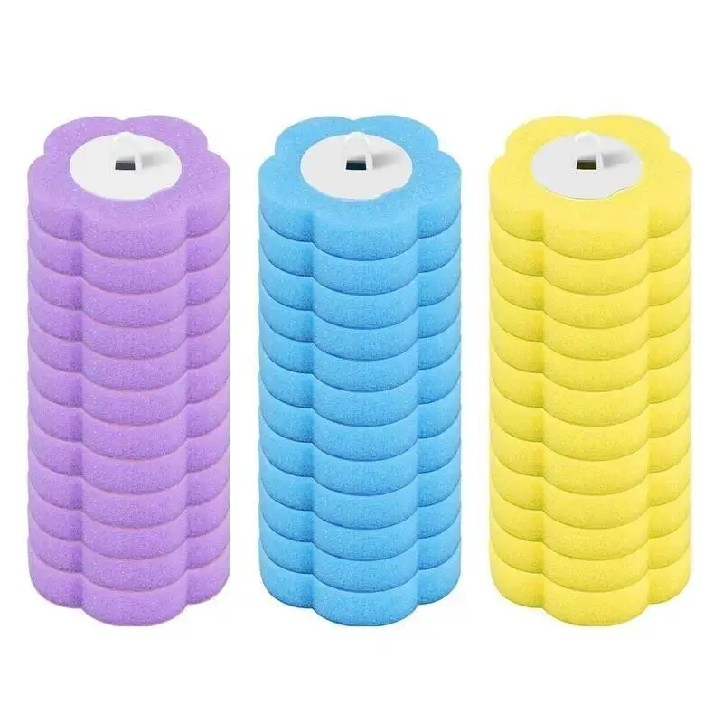 Disposable toilet brush replacement heads(Handles Not Included),36pcs/72pcs/126pcs, three-layer sponge brush heads, suitable for bathroom cleaning, a household essential, convenient and efficient. (Brushes not included)