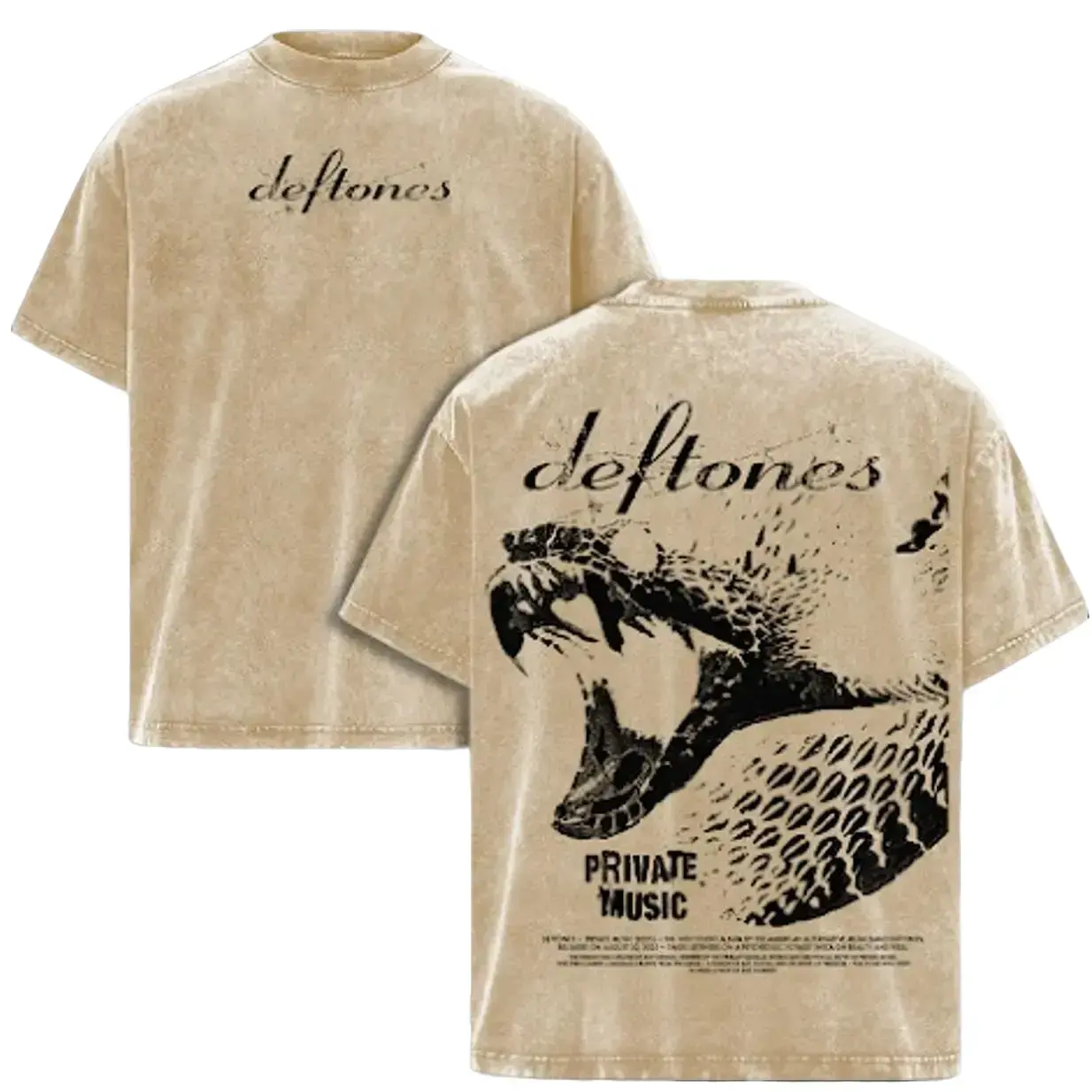 Deftones Private Music Album T Shirt, Vintage Washed Heavy Cotton Graphic Tee, Rock Metal Band Shirt, Oversized Unisex Streetwear Top, Double Printed Casual Shirt for Music Fans