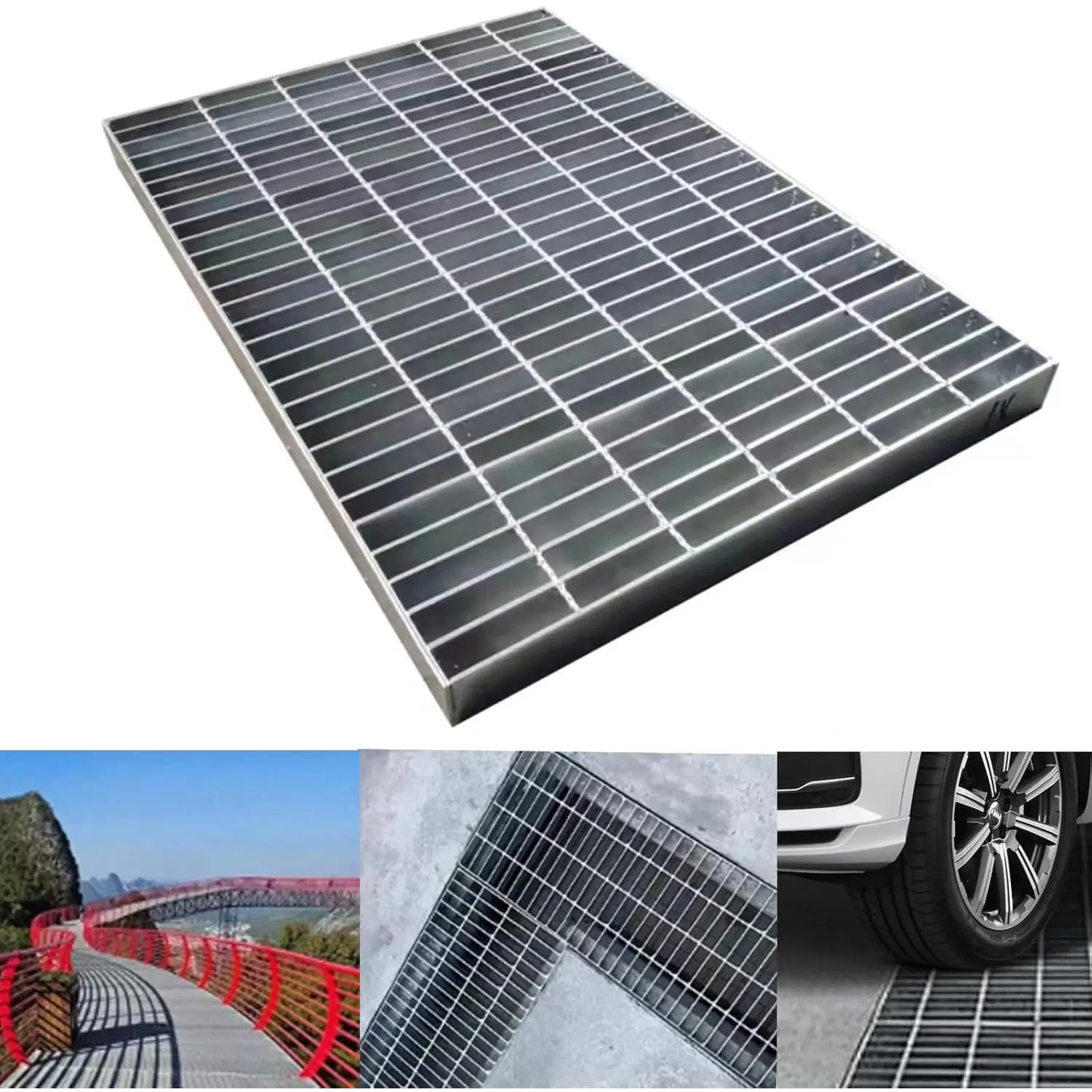 Outdoor Galvanized Steel Drain Grate,20x20 Heavy Duty Drain Cover,B125 Class  Grate,Rust-Proof Metal Sewer Grate, Square Drainage Grate for Driveway,Garage,Yard