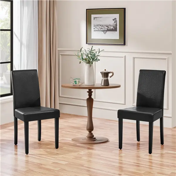 Yaheetech 2-Piece PU Leather Armless High Back Padded Dining Room Chairs, High Density Cushioning, Durable Seating, Rubberwood Legs, Assembly Required All-Day Dining Room Furniture, Dark Gray, Armless Legged Chair