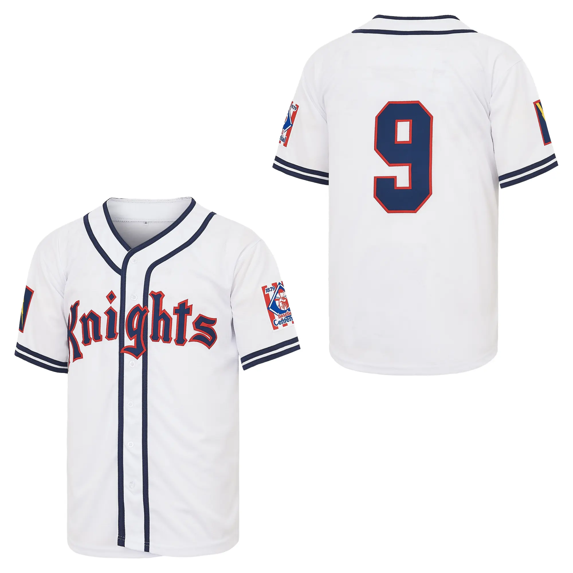 Men's #9 Embroidery Short-Sleeve Baseball Jersey - White Gray 1839 Classic Sports Clothing, Lightweight Breathable Mesh Athletic Top, Casual Wear, Trendy Gift for Sport Lovers