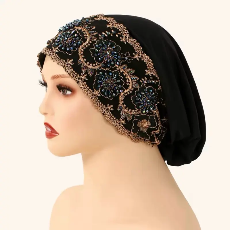 Modesty Embroidery Turban Cap