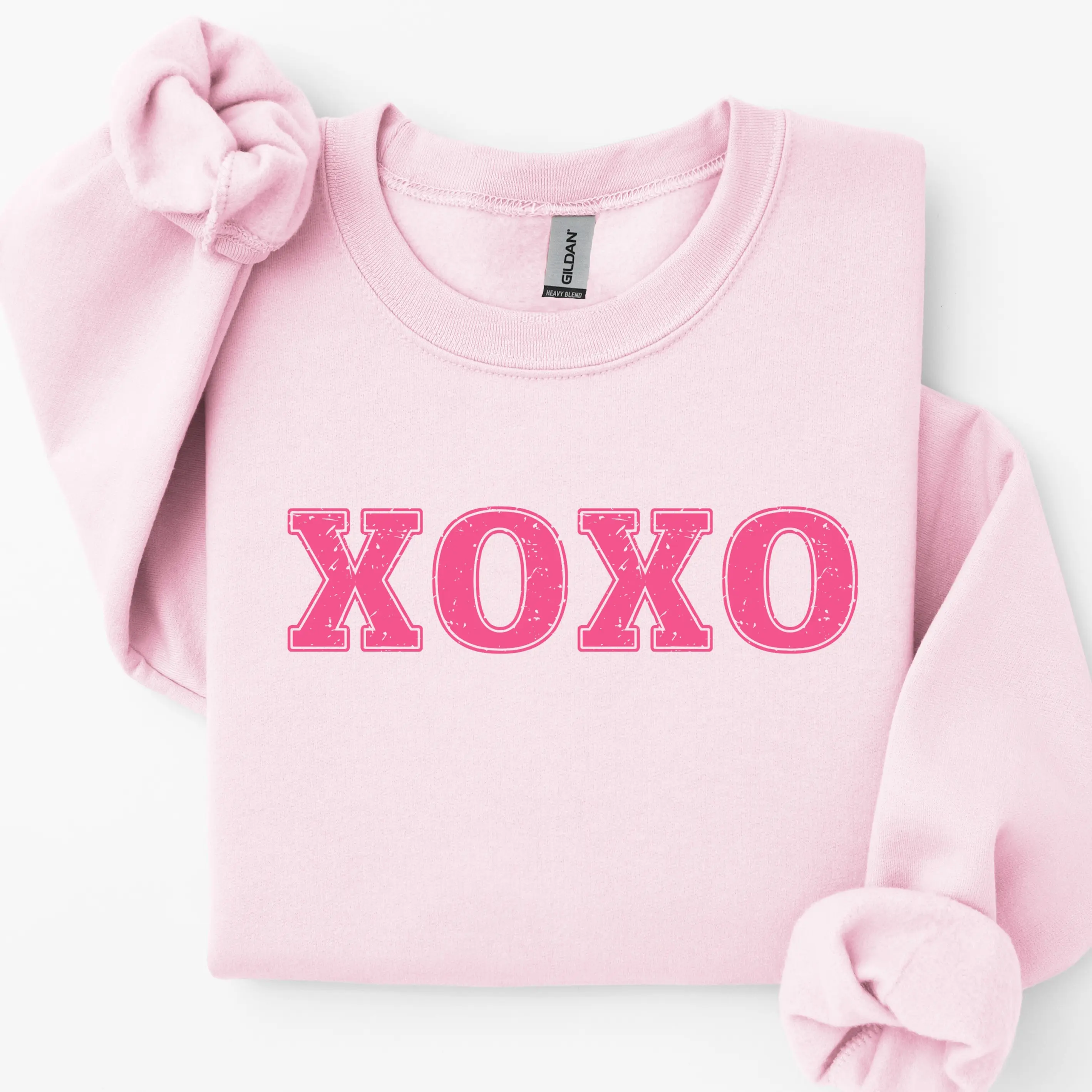 XOXO Pink Sweatshirt, XOXO Crewneck Pullover, Hugs And Kisses Vintage Valentine's Day Sweatshirt