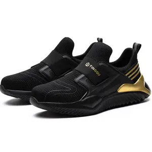 Steel Toe Safety Shoes for Men Women Lightweight Slip-On Construction Work Shoes Non-Slip Breathable Industrial Sneakers