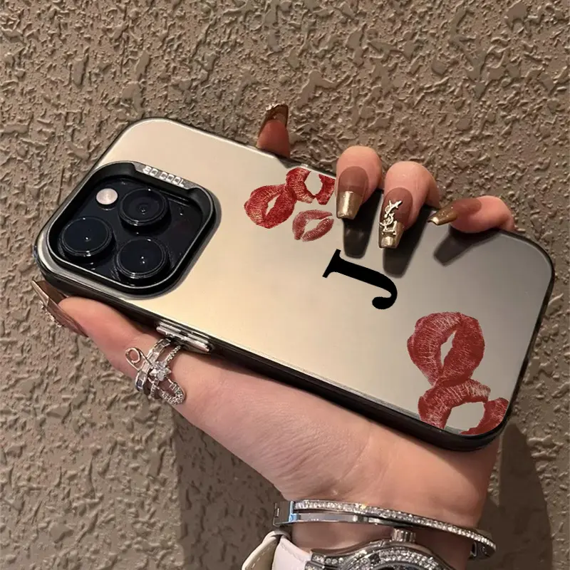 Silicone Phone Case for iPhone 16 Pro Max, 15 Plus, 14, 13, 12, 11, XR, XS - Sexy Red Lips J Letter Design, Anti-Scratch, Shockproof, Pocket-Friendly, Durable Cover, Accessories