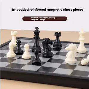 Chess Game Set with Folding Chessboard, Magnetic Pieces That Stay in Place Without Scattering, Foldable Design for Travel and Compact Storage