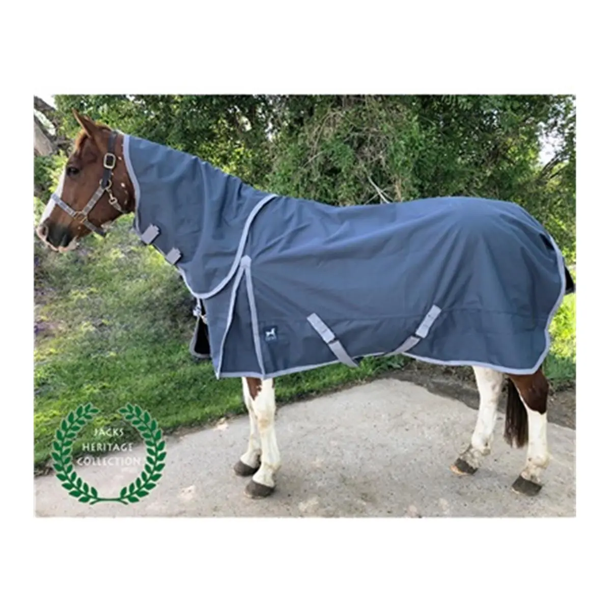 Jacks Boreas 1200 Denier Durable Polyester Horse Turnout Blanket - Waterproof, Breathable Equestrian Horsewear with 260g Contoured Fleece Lining, Stainless Steel Adjustable Straps, Detachable Neck, Ink Blue, 84in, Moisture-Proof, Removable Strap