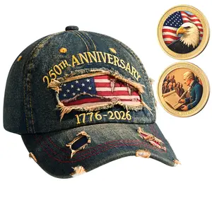 Commemorative Baseball Cap & Coin for Commemoration- Men's 250th Anniversary United States of America (1776-2026) - All-Season Comfort for 4th of July, Hand Washable or Dry Clean - Ideal Gift for History Buffs & American Pride outdoorfun