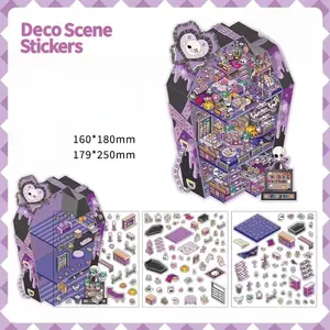 Cute Miniature Scene 4Sets,Ship From China, Big DIY 3D Stickers Scene Run Shops, Make You Own Mini House Sticker Therapy for Teen Adult Relief Pass The Time