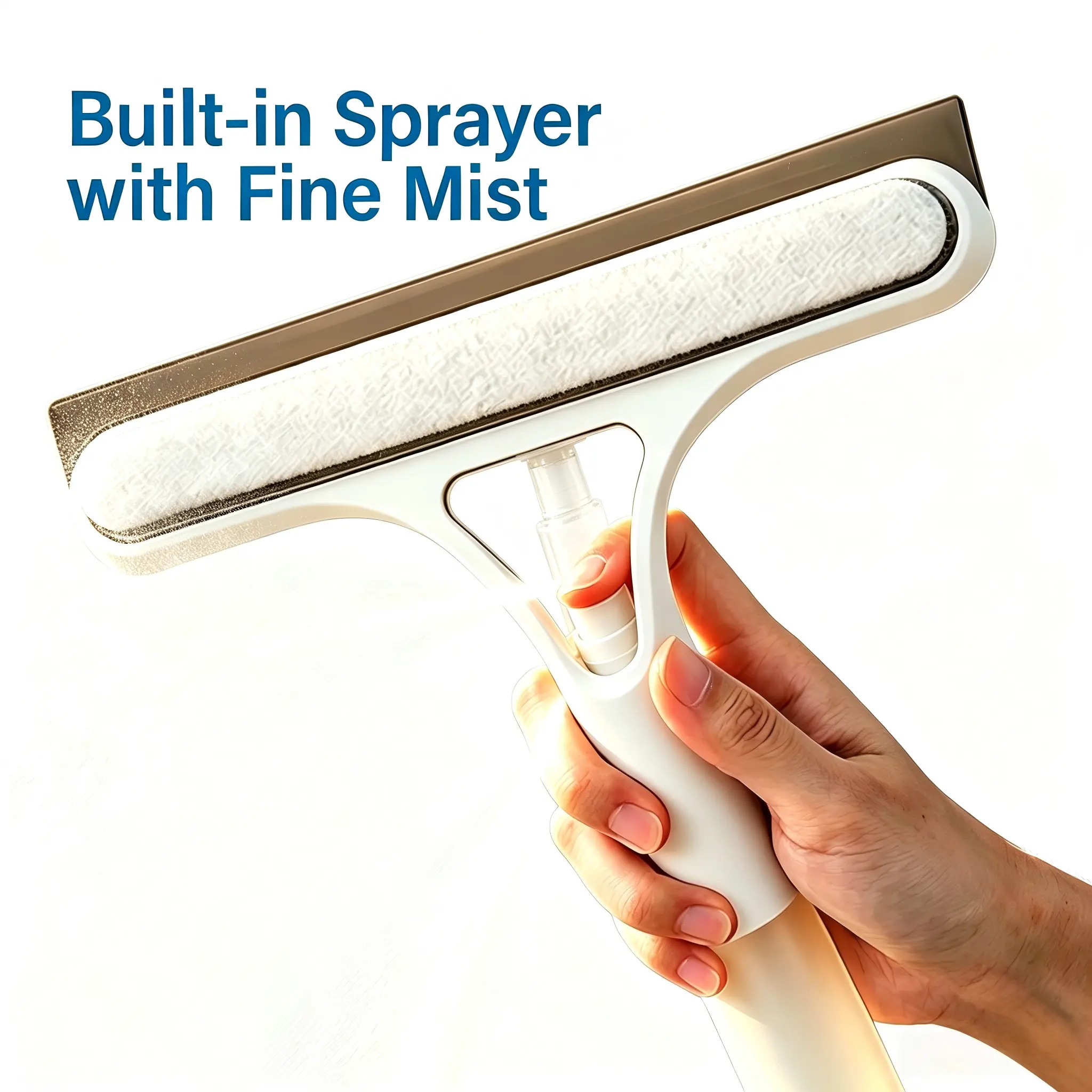 Multifunctional Reusable Streak-Free Window Squeegee with Built-in Spray - All-in-1 Glass Washer with Silicone Blade, Sponge for Home, Car, Effortless Residue-Free Wipe