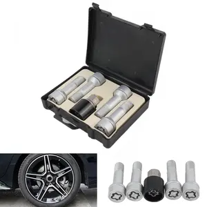4 count 304  Rim Wheel Lock Nut Set Anti  Wheel Bolt Bolt Lock Kit for Benz S/GLC/GLE/E/G/M/R-Class Replacement Number # 0019901707