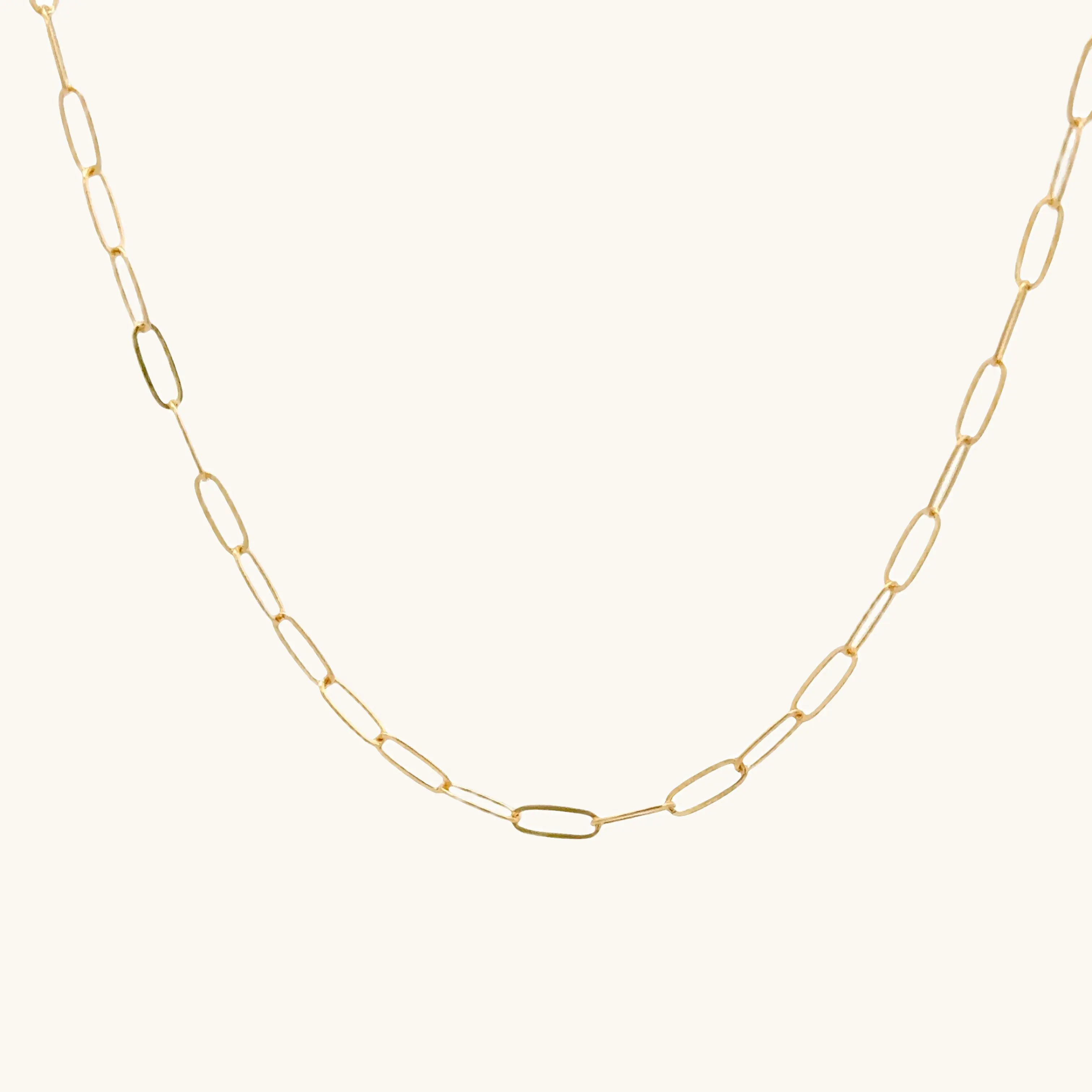 SOLID 14K DOUBLE BONDED GOLD 20-22" ADJUSTABLE PAPERCLIP CHAIN