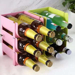 Stackable Beverage Storage Rack Beer Can Drink Dispenser Holder Organizer Shelf Bottles Utensils Kitchen Red Wine Wine Display Rack Bottle Holder Durable Transparent Water Bottle Organizer Universal Storage Box Refrigerator Organizer kitchen accessories