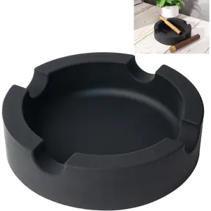 Outdoor cigar ashtrays unbreakable large round ring gauge silicone ashtrays for patiooutsideindoorhome decor with 4 rest cigar holder ash tray minimalistic