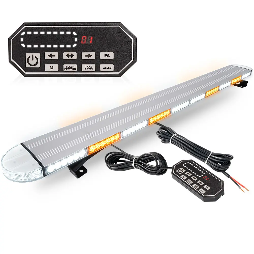 49 inch Low Profile Rooftop Work Lights Bar,  Amber/White Safety Light, Full Aluminum/Take Down & Alley Light for Trucks Tow Construction Vehicles