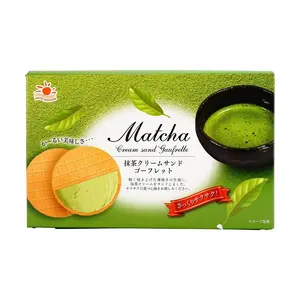 NIKKO Sand Gaufrette Matcha Cream Wafer Cookies - Japanese Matcha Sandwich Biscuits, 10 pcs, 80g - Perfect Tea Time Snack & Gift