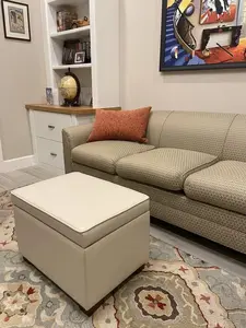 Soren Storage Ottoman with Tray Lid, Large Square Footstool, End Table for Living Room