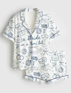 Women’s Espresso Martini Bachelorette Party Bride In A Tini Bit Martini Print Short Sleeve Pajama Set #pajamas