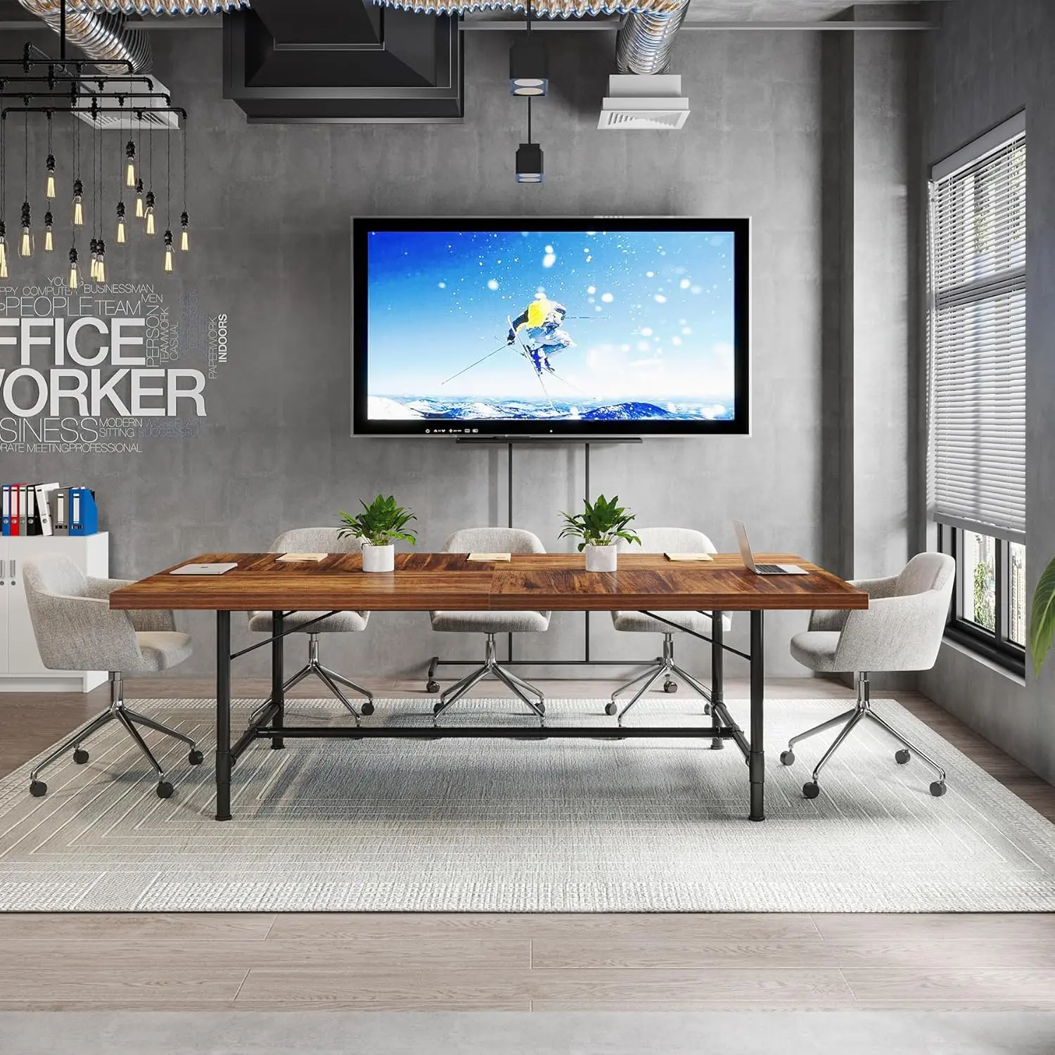 Tribesigns 6FT Conference Table, 70.8 Inch Rectangle Meeting Seminar Table, Large Business Tables for 6-8 People