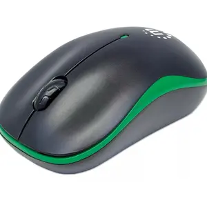 Manhattan Success Wireless Mouse, Black/Green, 1000dpi, 2.4GHz, USB, Up to 10m Range, Black Finish with Green Accents