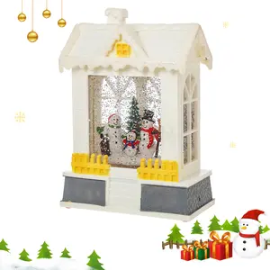 Musical Christmas Snow Globe Lantern with Electronic Snow Scene and Glow, Xmas Decorations for Home, Church, Indoor, and Kids Family Party Led