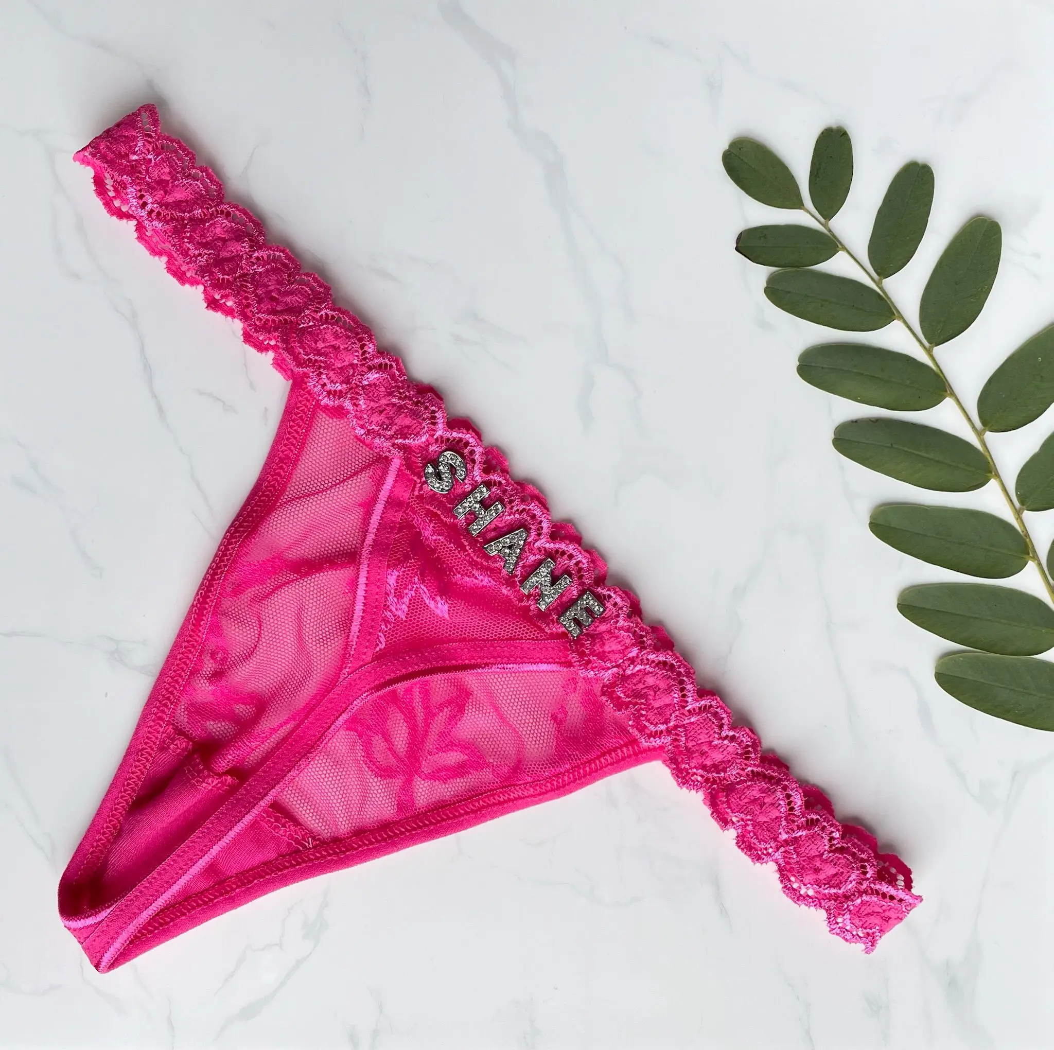 Personalized Name Thong, Custom Thong with Name - Custom Lingerie with Custom Name - Red Lace Design -Convenient 3-6 Day Delivery