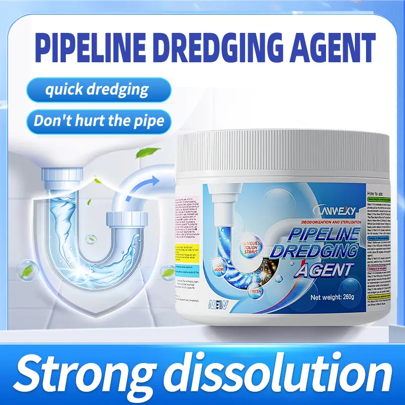 Lanwexy Powerful Pipe Dredging Agent, Anti Bacterial Cleaning Drain Opener for Kitchen Drains and Toilet Pipelines - Dissolves 200+ Blockages, Kills 99% of Bacteria, Anti Bacterial Drain Openers