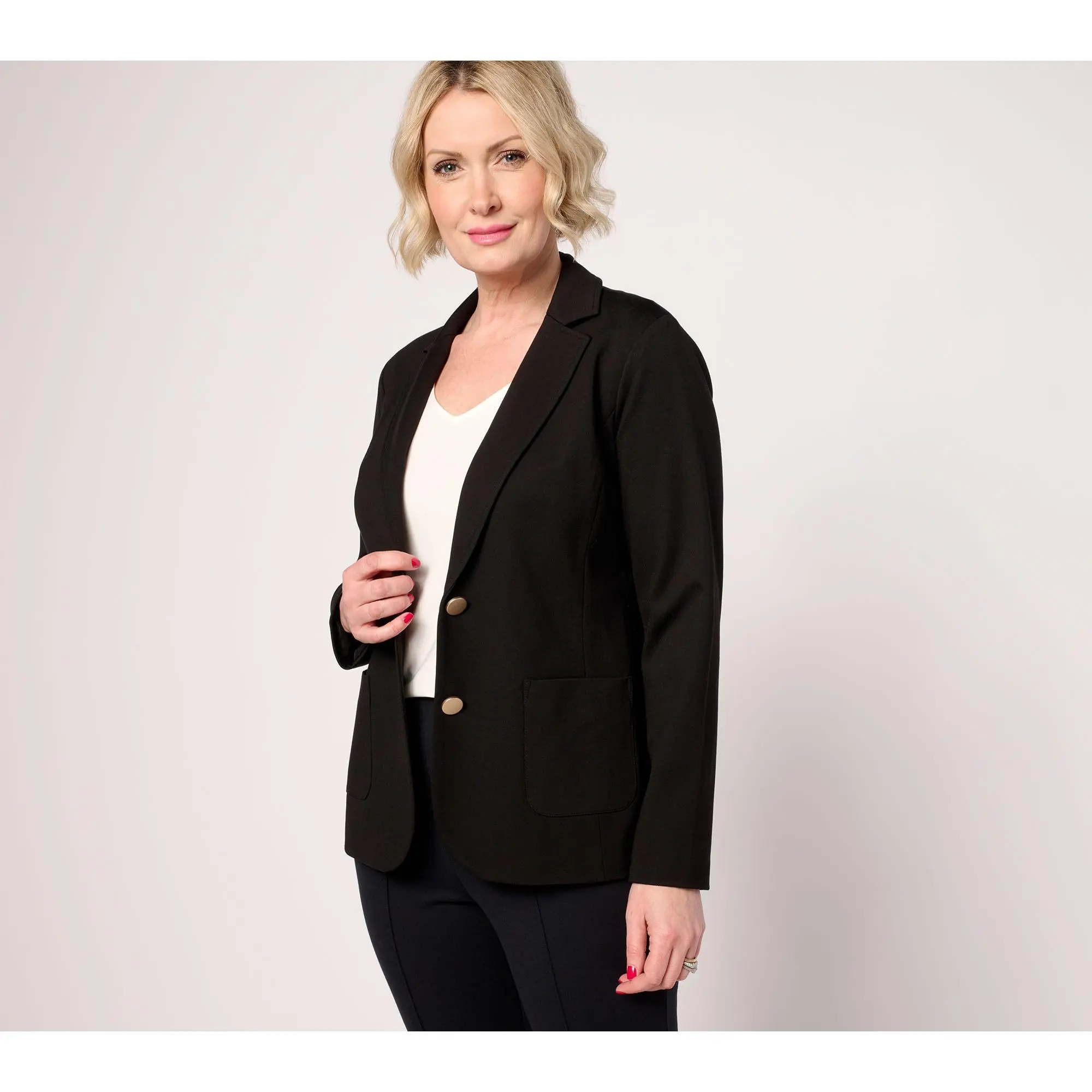 Tailored by Susan Graver Regular Sleek Ponte Blazer