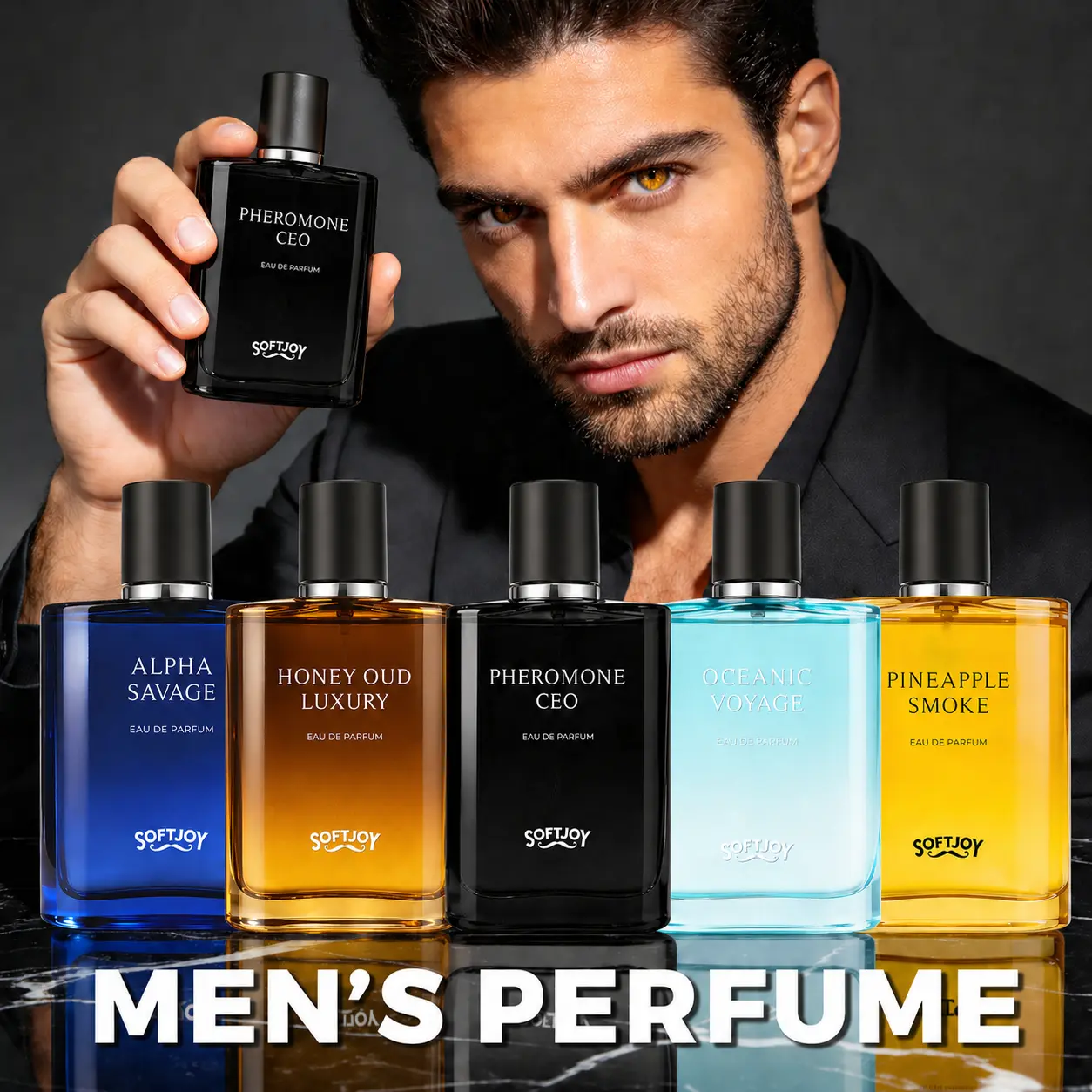 Alpha Sauvage, Pineapple Smoke, Pheromone CEO, Honey Oud Luxury, Oceanic Voyage Eau De Parfum | Perfume for Men | Long Lasting Fragrance | 3.04 Fl.oz