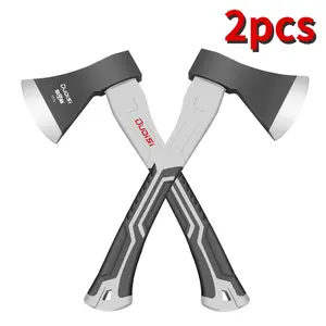 A multifunctional axe, ideal for chopping wood and trees, featuring a heat-treated blade and fiberglass handle, designed for heavy-duty chopping, suitable for camping, woodworking, and garden maintenance