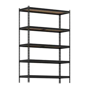【GARVEE】5-Tier Storage Shelves, Heavy Duty Metal Shelving Unit, Adjustable Garage Storage Shelving Utility Rack for Warehouse Pantry Kitchen Basement Laundry, Black, 48" L x 18" W x 73" H
