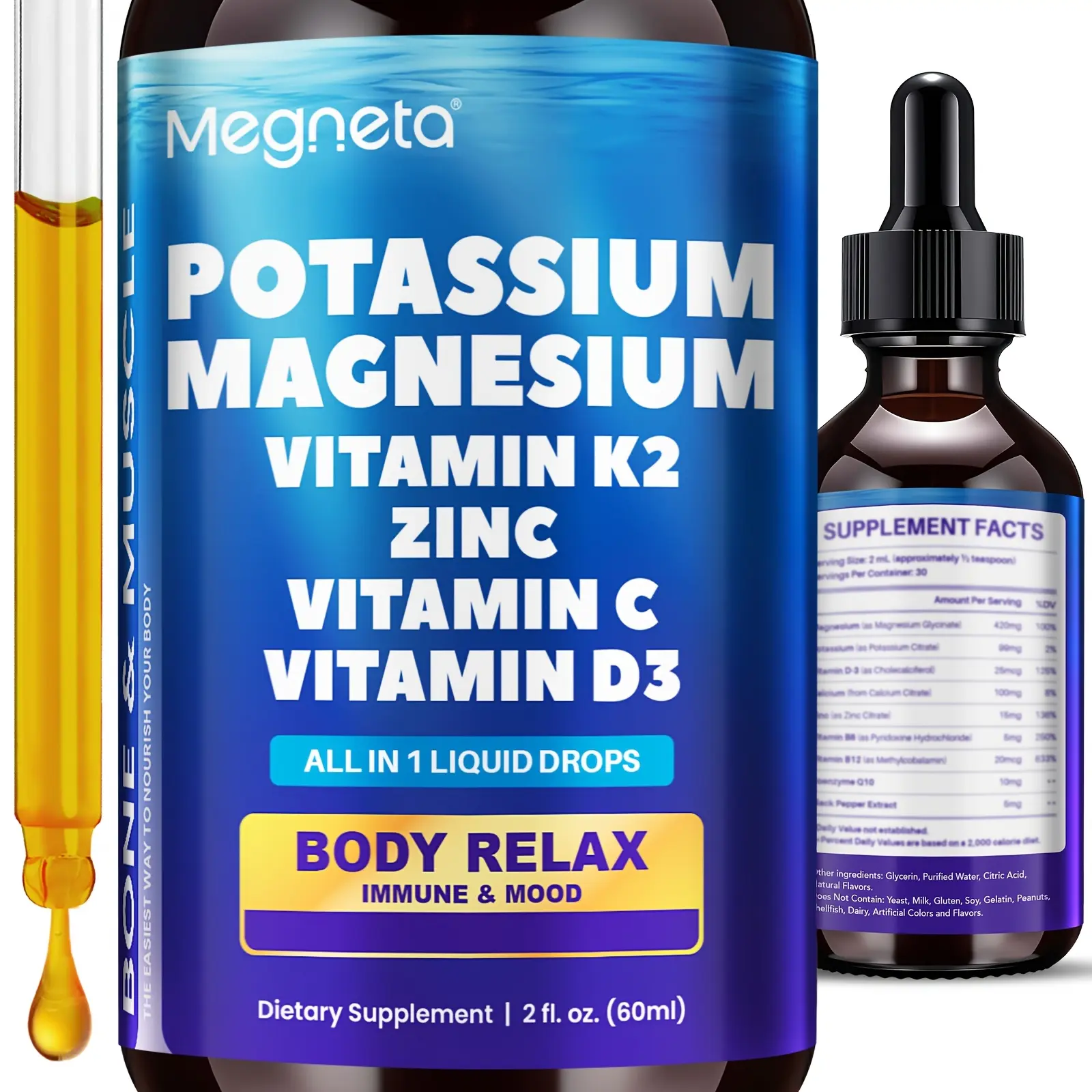 1000MG Potassium Magnesium Oral Drops | For Leg & Muscle Cramp, Restful ...