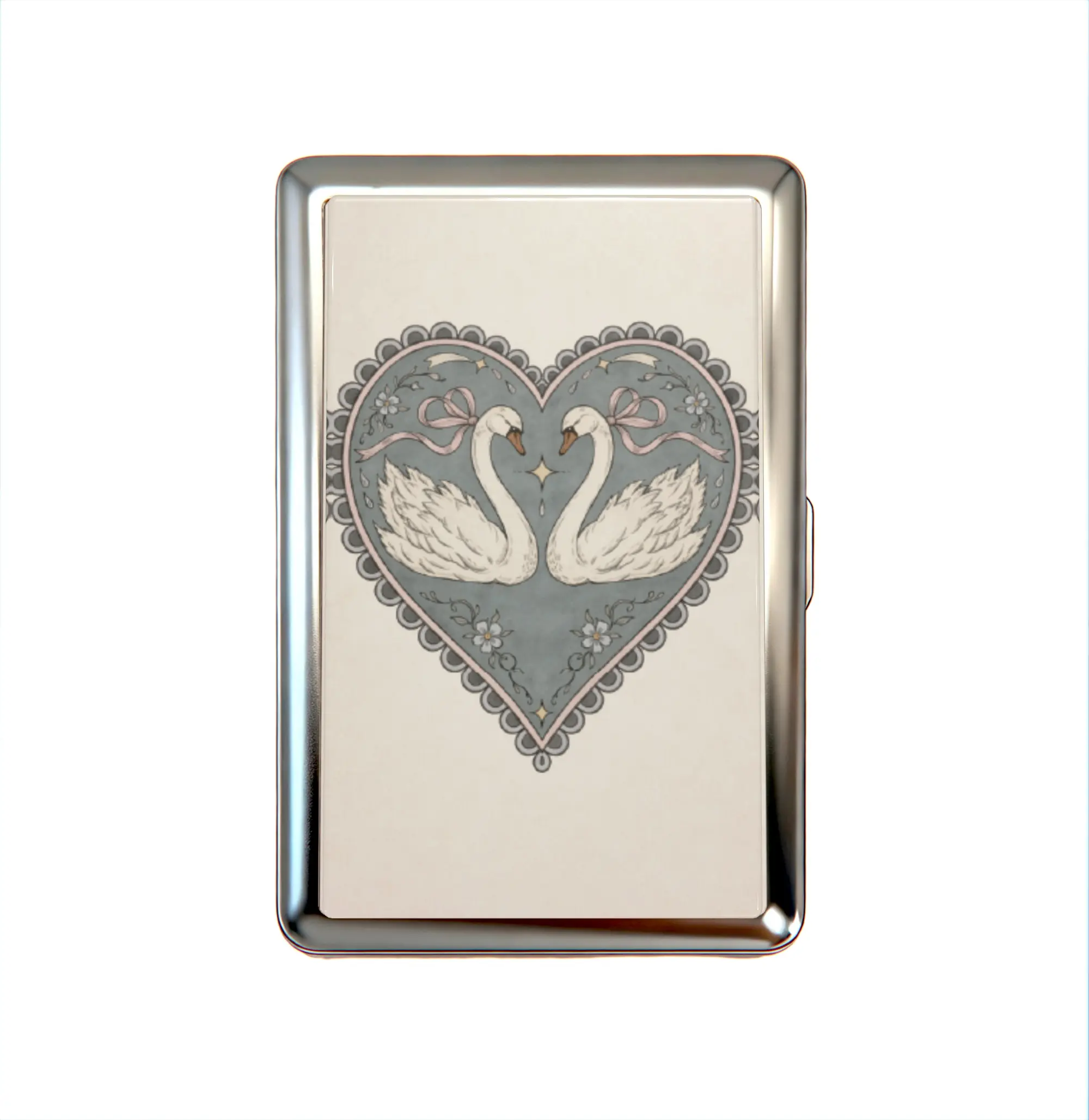 Vintage Trinket Case Metal Wallet Card Holder Tin Box – Business Card, ID Vanity Organizer