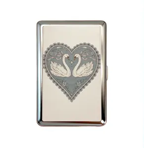 Vintage Trinket Case Metal Wallet Card Holder Tin Box – Business Card, ID Vanity Organizer