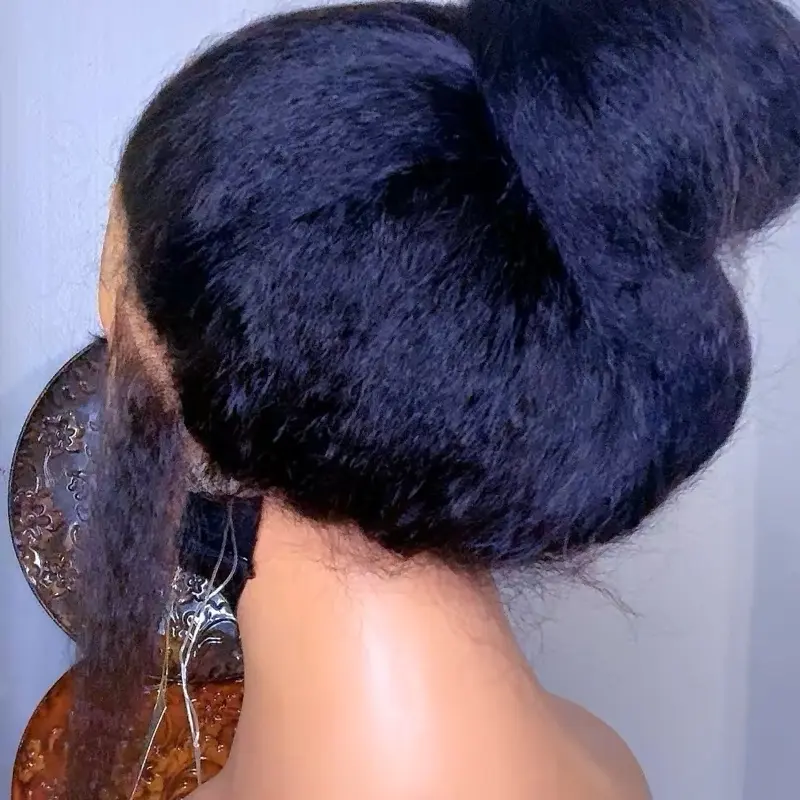 Invisible Strap 360 Lace Kinky Straight Wig Easy Wear Human Hair Glueless Wigs 14 16 18 Inch 13x6 Transparent Lace Frontal Wig For Women Brazilian Remy Hair