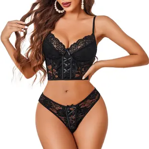 Avidlove Lingerie for Women 2 Piece Lace Lingerie Set with Underwired Bra and Panty Sets