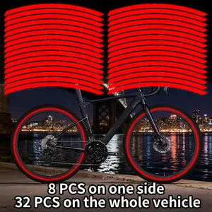 32PCS/1SET  Reflective Stickers Are Waterproof, Durable and High-quality. Suitable for Road Bicycles, Motorcycles, Bicycles, Car Wheel Hubs, and Scratches. Outdoor Cycling Stickers and Decals Are Safe and Self-adhering At Night